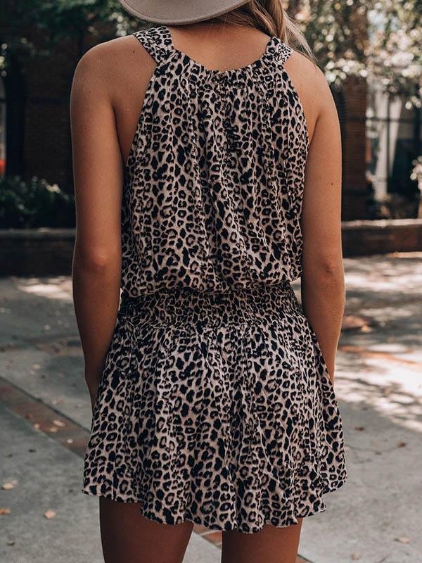 Loose-fitting Leopard Print Halter Dress - Mini Dresses - INS | Online Fashion Free Shipping Clothing, Dresses, Tops, Shoes - 09/06/2021 - Color_Black - DRE2106090264