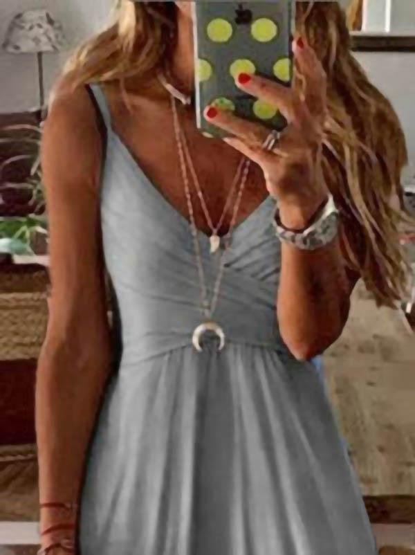 Loose V-neck Gradient Suspenders Dress - Maxi Dresses - INS | Online Fashion Free Shipping Clothing, Dresses, Tops, Shoes - 05/06/2021 - Color_Blue - Color_Gray