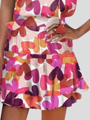 Love Printed V-Neck Sleeveless Sling Wide Loose Dress - Mini Dresses - INS | Online Fashion Free Shipping Clothing, Dresses, Tops, Shoes - 20-30 - 25/06/2021 - Category_Mini Dresses