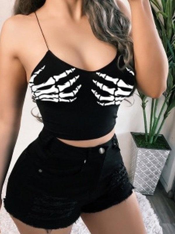 Magic Claw Print Tube Top Sling Crop Tank Tops - Tank Tops - INS | Online Fashion Free Shipping Clothing, Dresses, Tops, Shoes - 12/07/2021 - Category_Tank Tops - color-black