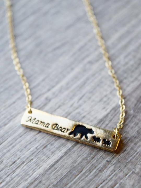 MAMA BEAR NECKLACE - GOLDEN - INS | Online Fashion Free Shipping Clothing, Dresses, Tops, Shoes
