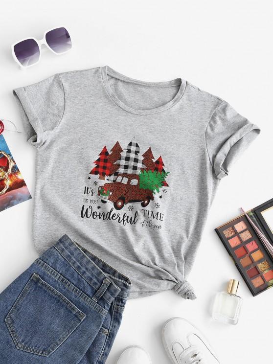 Marled Christmas Tree Car Print Tee - INS | Online Fashion Free Shipping Clothing, Dresses, Tops, Shoes