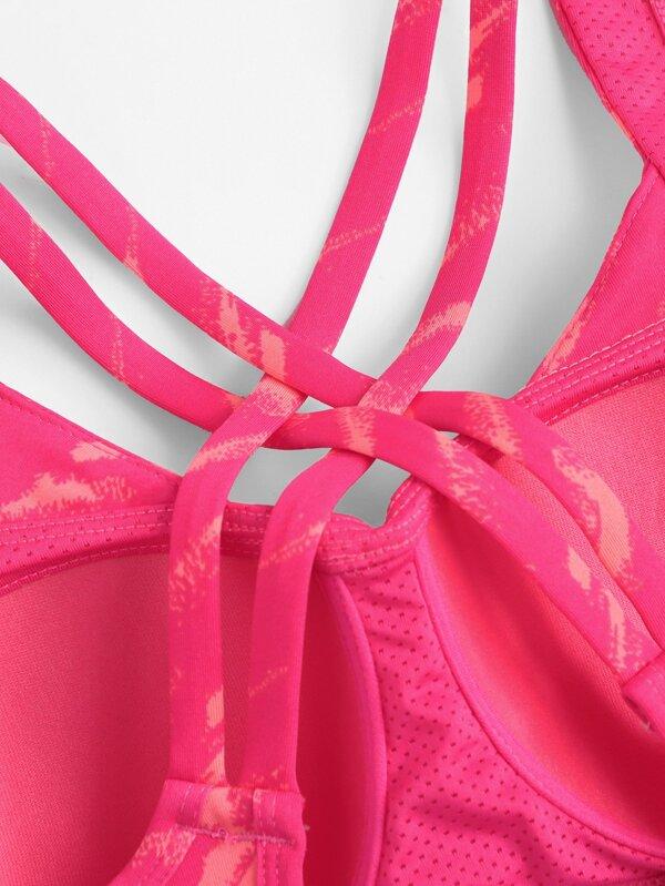 Medium Support Neon Pink Criss Cross Sports Bra - INS | Online Fashion Free Shipping Clothing, Dresses, Tops, Shoes