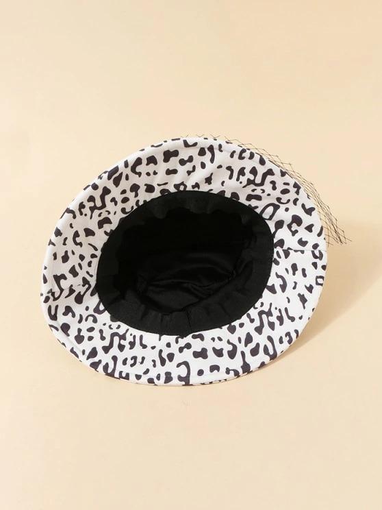 Mesh Embellished Cow Pattern Bucket Hat - INS | Online Fashion Free Shipping Clothing, Dresses, Tops, Shoes