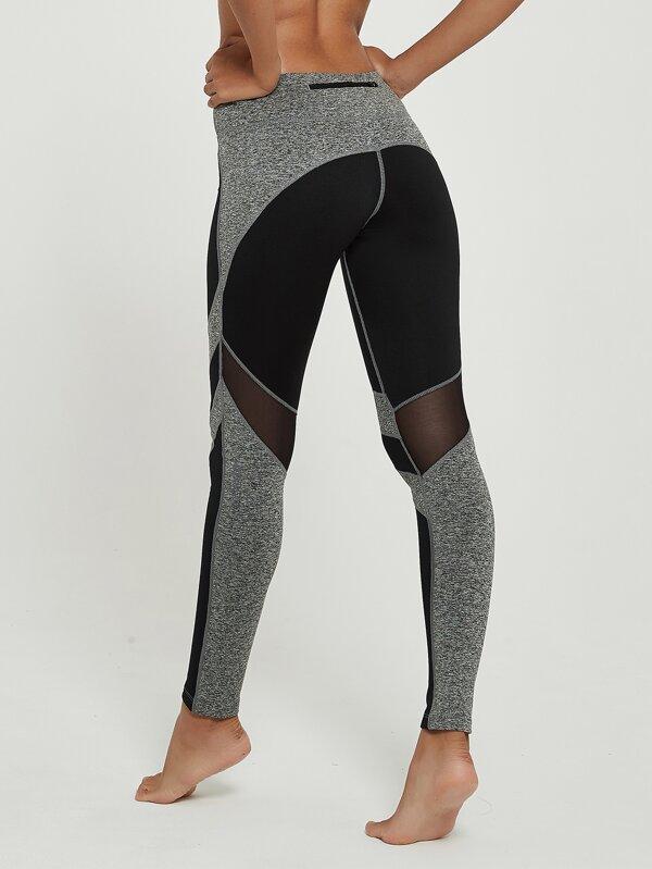 Mesh Insert Colorblock Sports Leggings - INS | Online Fashion Free Shipping Clothing, Dresses, Tops, Shoes