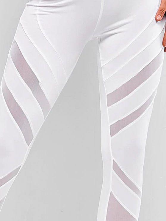 Mesh Panel Wide Waist Sports Leggings - INS | Online Fashion Free Shipping Clothing, Dresses, Tops, Shoes
