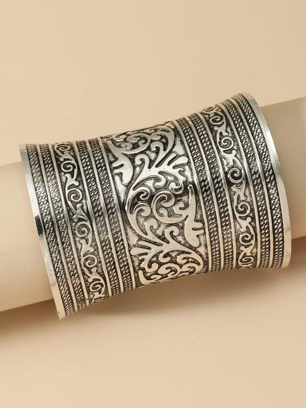 Metal Engraved Cuff Bangle - INS | Online Fashion Free Shipping Clothing, Dresses, Tops, Shoes