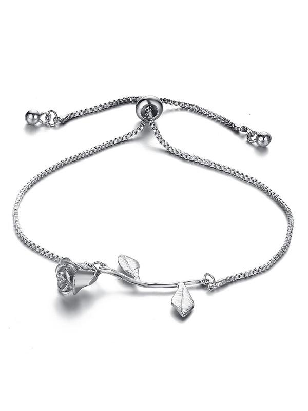 Metal Rose Detail Link Bracelet 1pc - INS | Online Fashion Free Shipping Clothing, Dresses, Tops, Shoes