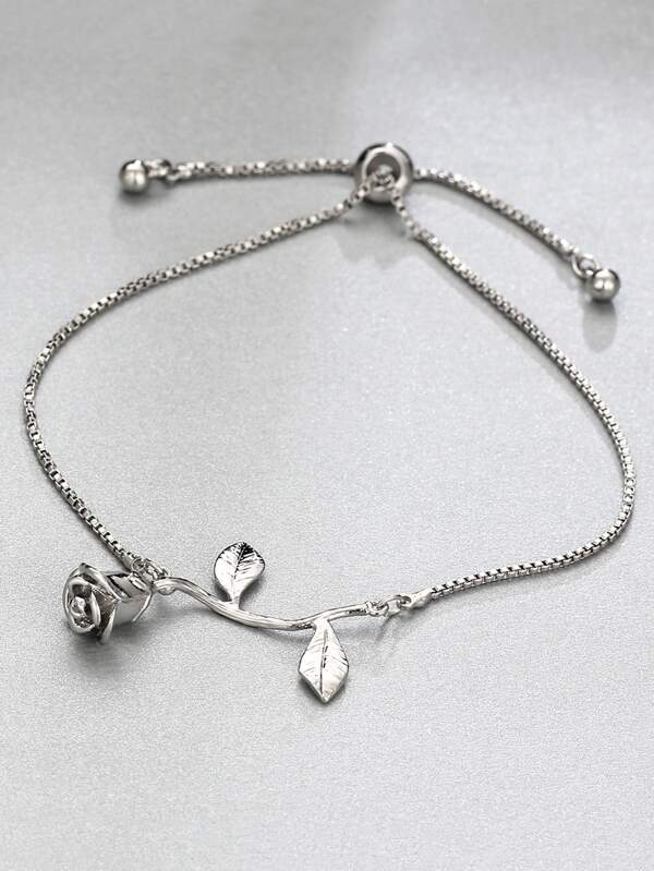 Metal Rose Detail Link Bracelet 1pc - INS | Online Fashion Free Shipping Clothing, Dresses, Tops, Shoes
