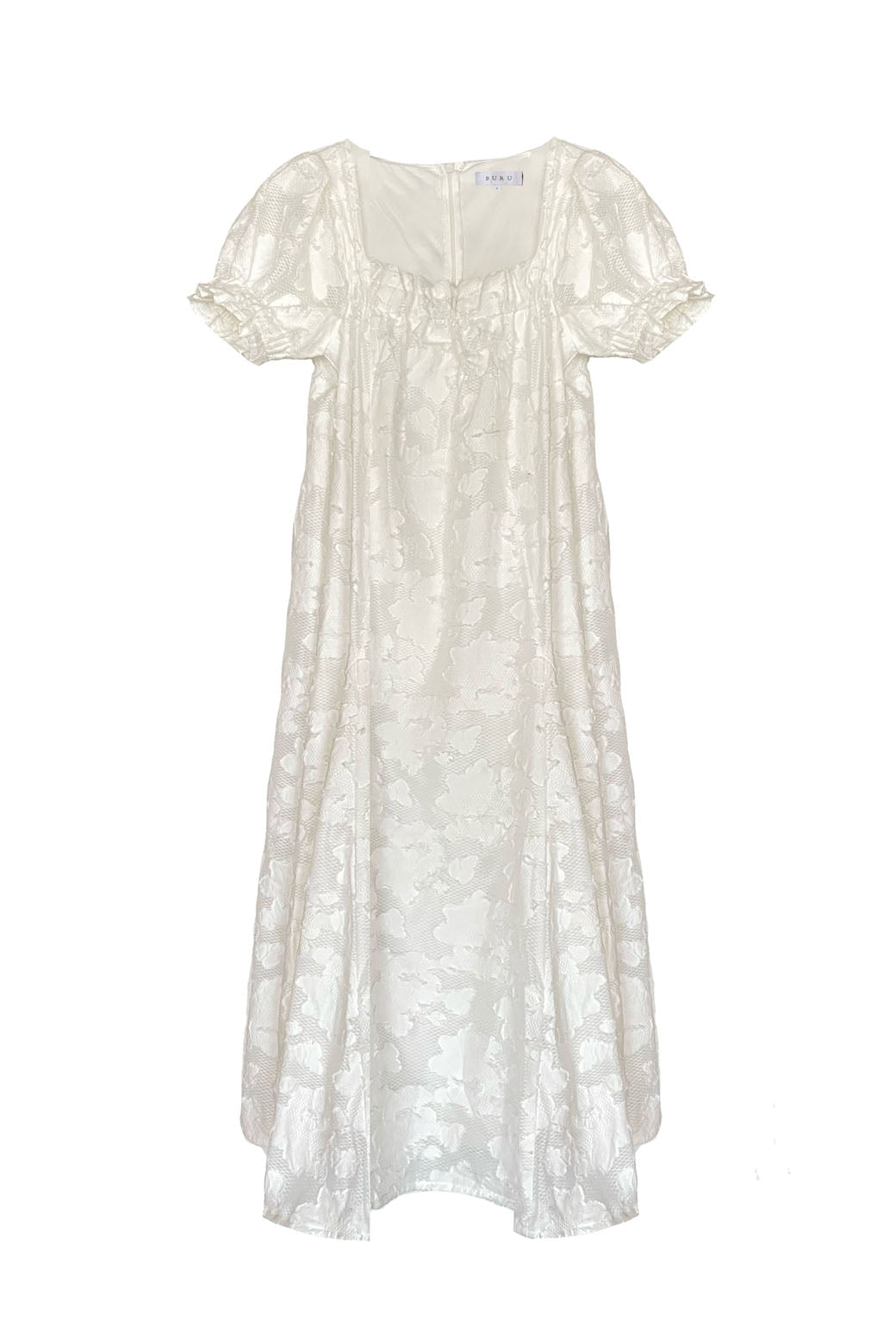 Puff Sleeve Midi Dress  - White - Final Sale