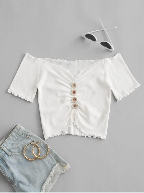 Mock Button Ruched Cropped T-shirt - INS | Online Fashion Free Shipping Clothing, Dresses, Tops, Shoes