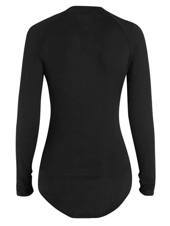 Mock Neck Half Zip Bodysuit - INS | Online Fashion Free Shipping Clothing, Dresses, Tops, Shoes