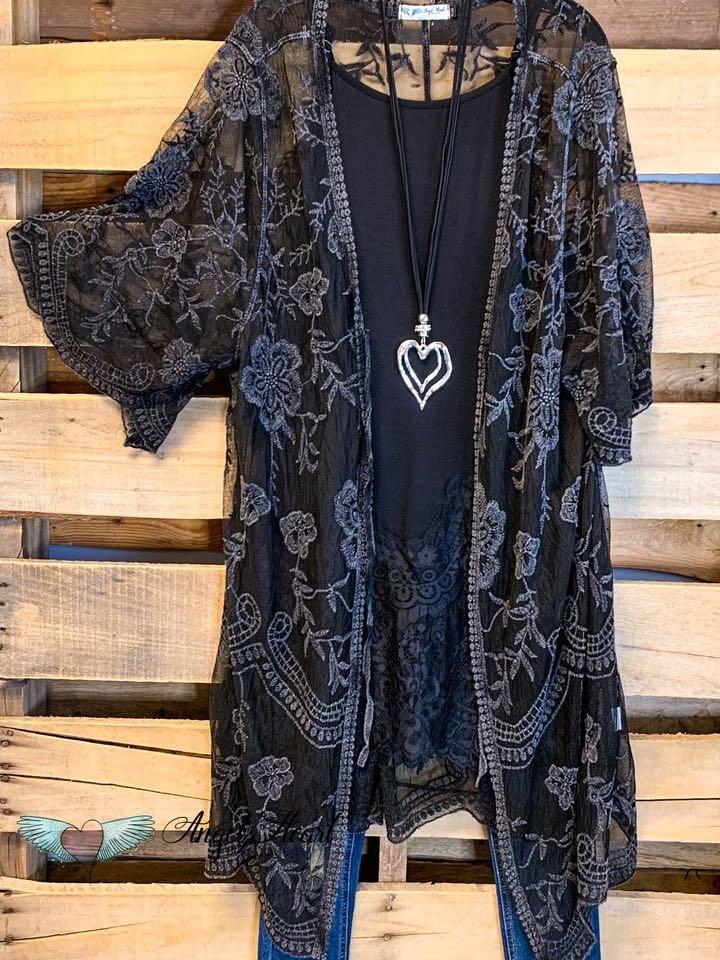 More Than Just a Friend Lace Kimono - Black - INS | Online Fashion Free Shipping Clothing, Dresses, Tops, Shoes