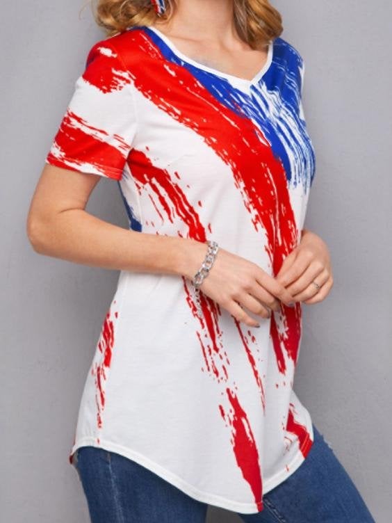 Multicolor Printed Short Sleeve T-shirt - T-Shirts - INS | Online Fashion Free Shipping Clothing, Dresses, Tops, Shoes - 08/06/2021 - Category_T-Shirts - Color_White