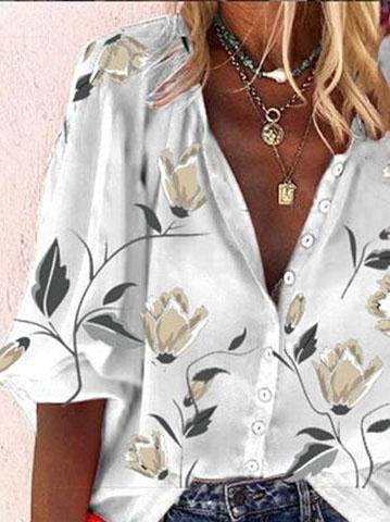 Nine-quarter Sleeves Printed Loose Blouses - Blouses - INS | Online Fashion Free Shipping Clothing, Dresses, Tops, Shoes - 07/06/2021 - BLO2106070045 - Category_Blouses