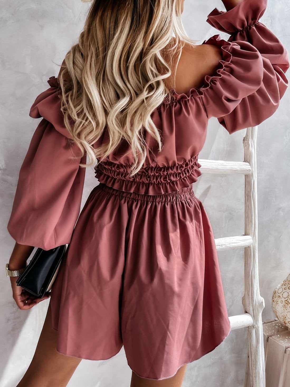 One-Shoulder Crop Top & Shorts Two-Piece Set - Sets - INS | Online Fashion Free Shipping Clothing, Dresses, Tops, Shoes - 16/06/2021 - 30-40 - Bottom