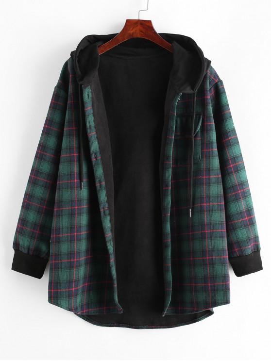 Plaid Button Up Pocket Hooded Coat - INS | Online Fashion Free Shipping Clothing, Dresses, Tops, Shoes