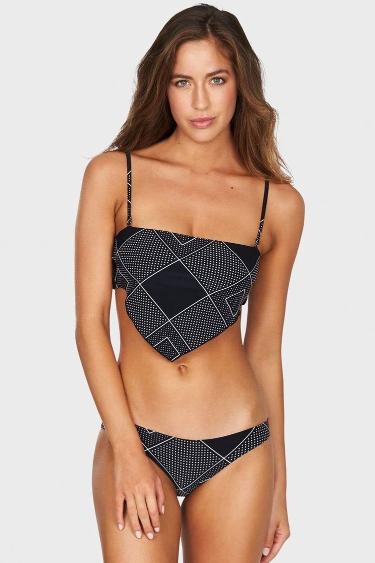 Plaid Print Handkerchief Bandeau Bikini Swimsuit - Two Piece Set