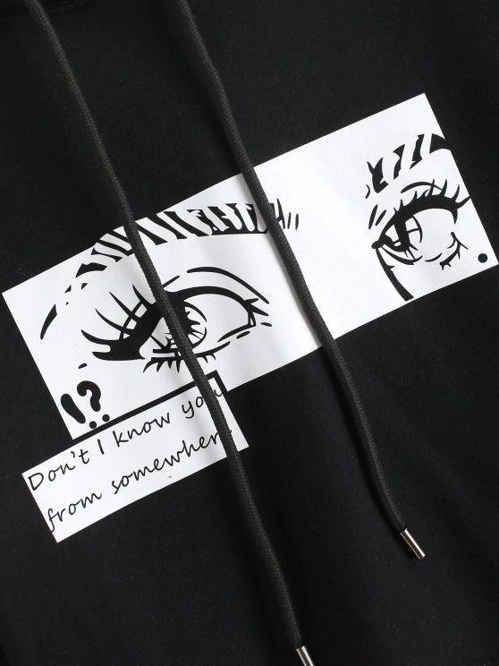 Pop Art Eye Print Drawstring Crop Hoodie - INS | Online Fashion Free Shipping Clothing, Dresses, Tops, Shoes