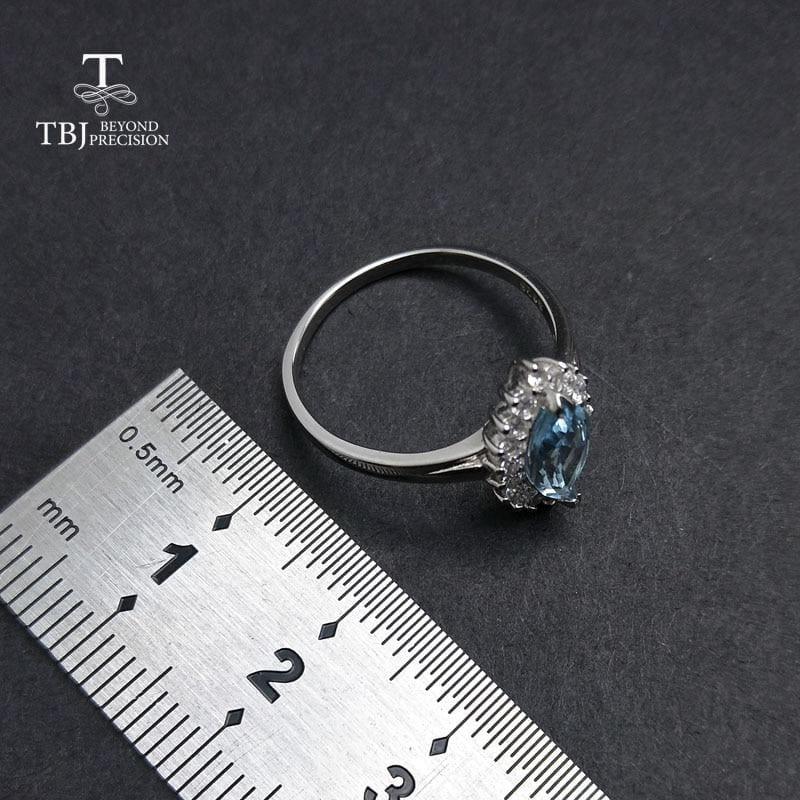 Princess Cut Brazilian Aquamarine 5*10 0.75ct Gemstone Ring