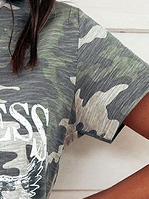 Print Camouflage Short Sleeve T-shirt - T-shirts - INS | Online Fashion Free Shipping Clothing, Dresses, Tops, Shoes - 10-20 - 12/07/2021 - color-green