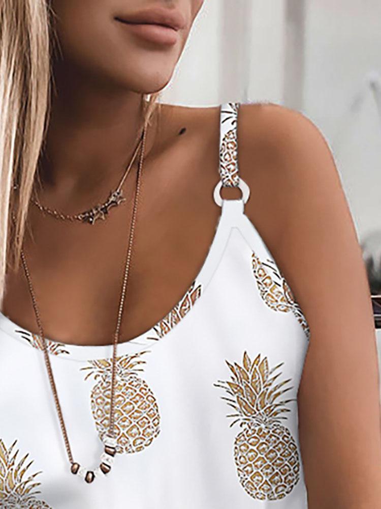 Print Spaghetti Strap U-Neck Tank Top - Tank Tops - INS | Online Fashion Free Shipping Clothing, Dresses, Tops, Shoes - 27/04/2021 - Color_Leopard - Color_Pineapple