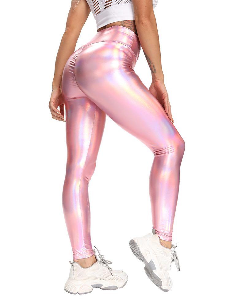 PU Leather Holographic Sports Leggings - INS | Online Fashion Free Shipping Clothing, Dresses, Tops, Shoes