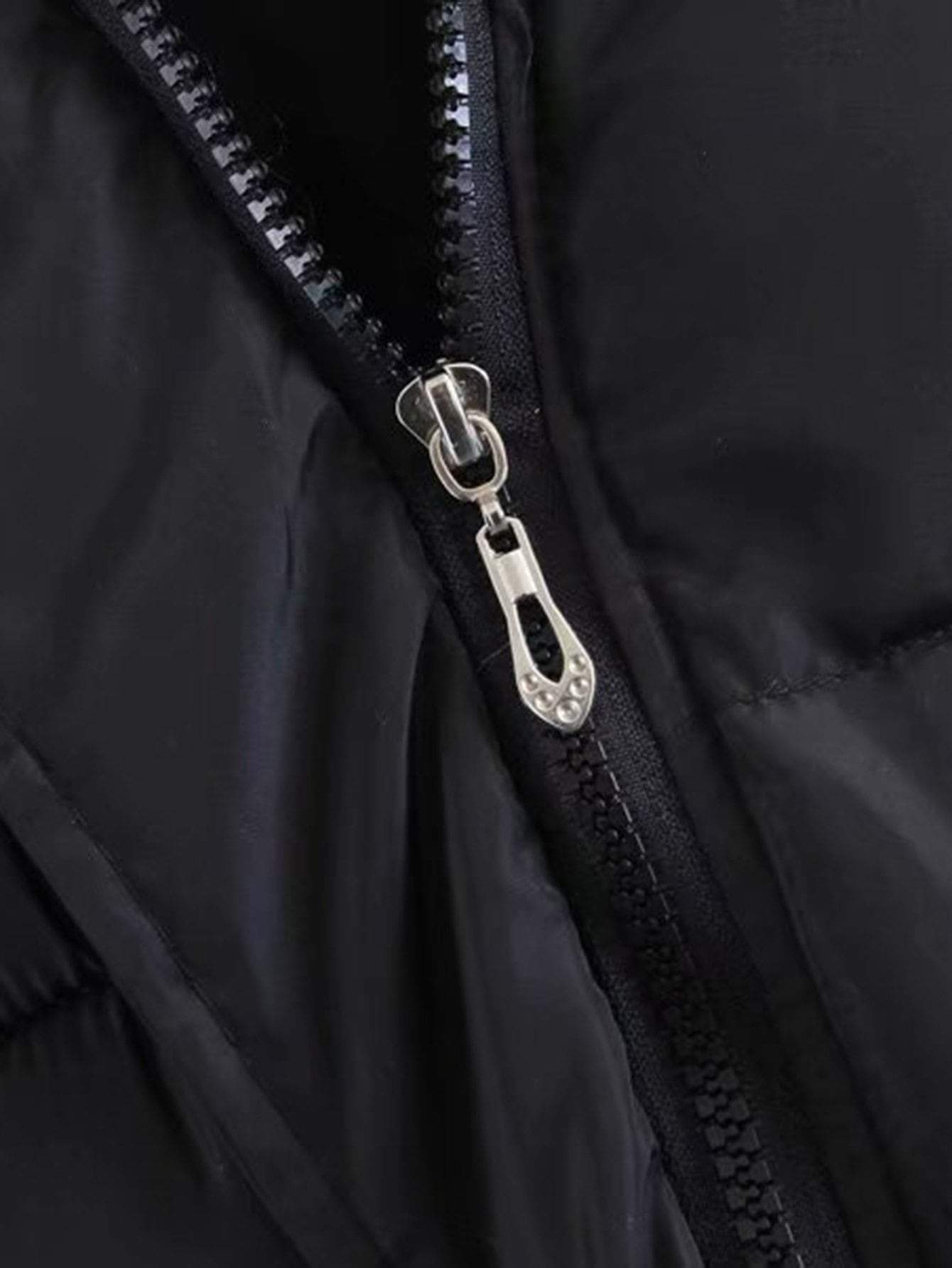 PU Leather Zip Up Hooded Puffer Coat - INS | Online Fashion Free Shipping Clothing, Dresses, Tops, Shoes
