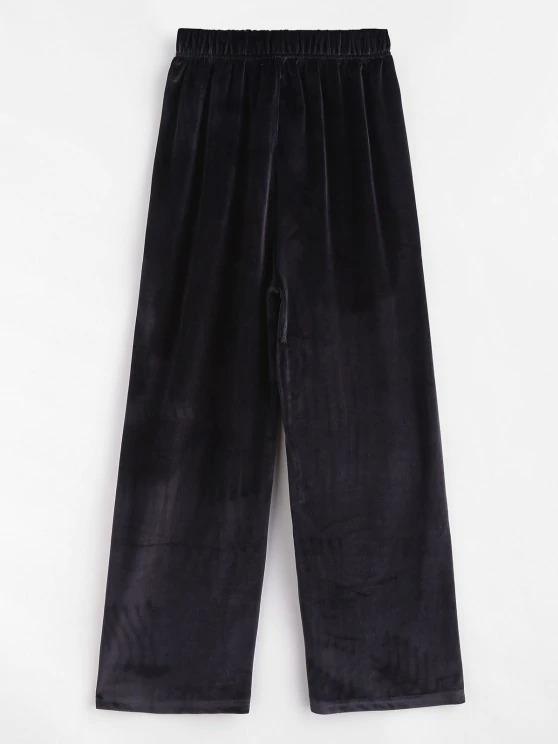 Pull On Velvet Wide Leg Casual Pants - INS | Online Fashion Free Shipping Clothing, Dresses, Tops, Shoes