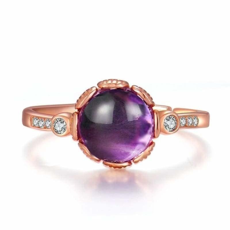 Purple Natural Amethyst Gemstone 925 Sterling Silver Rings