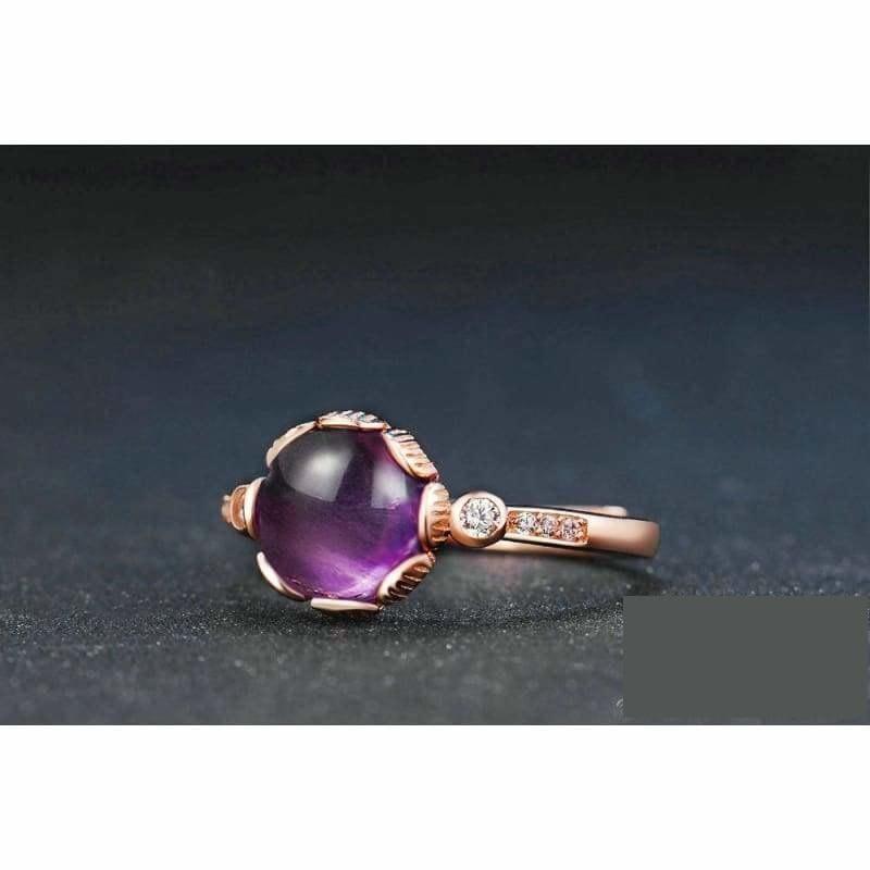 Purple Natural Amethyst Gemstone 925 Sterling Silver Rings