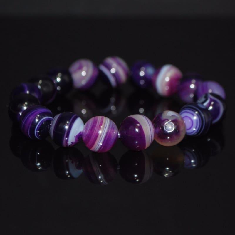 Purple Stripe Onyx Unisex Bracelets