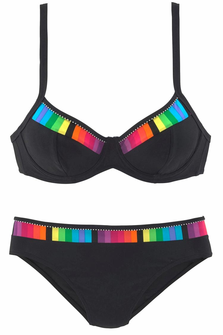 Rainbow Striped Push Up Bikini Swimsuit - Two Piece Set