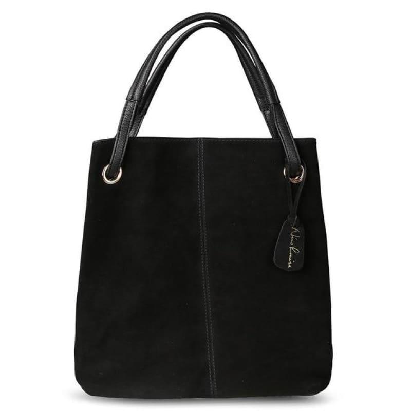 Real Split Suede Leather Leisure Large Top-handle Tote Handbag