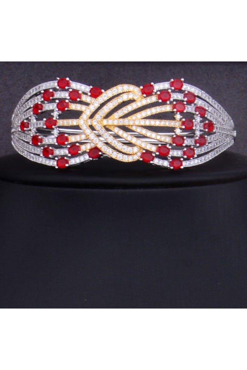 Red Butterfly Flower 4PCS Wedding Zircon Crystal CZ Bridal Lariat Necklace Jewelry Set
