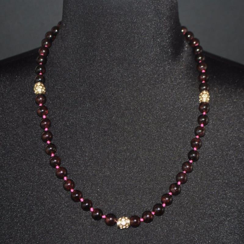 Red Garnet Gemstone With Charm Ascent Women's Necklace