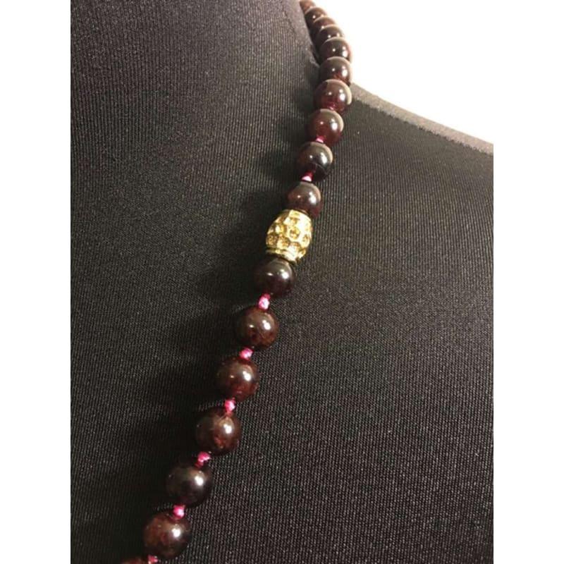 Red Garnet Gemstone With Charm Ascent Women's Necklace