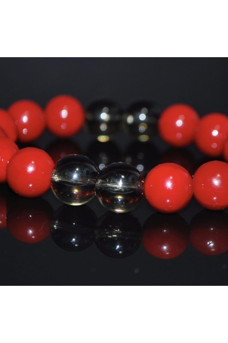 Red Shell with Black Quartz Beaded Bracelets