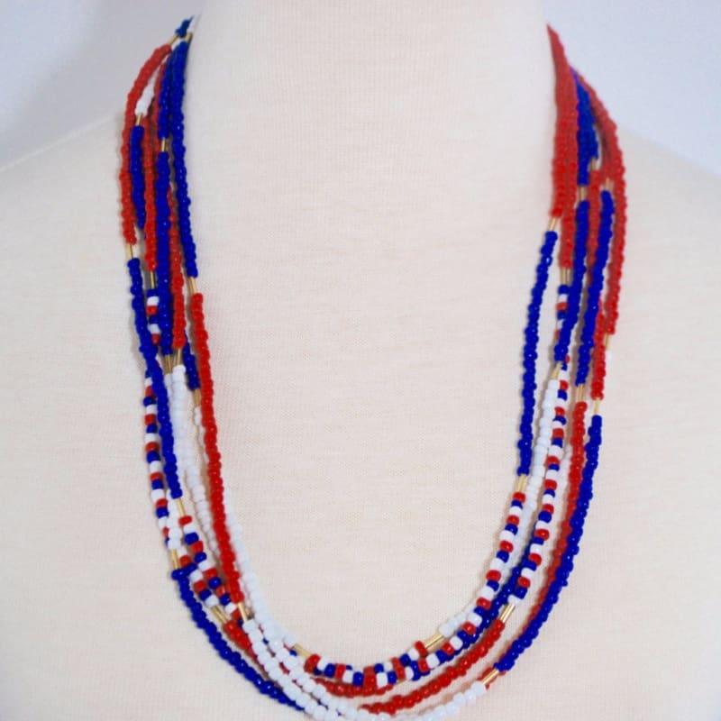 Red White Blue Women's Multi Strands Necklace