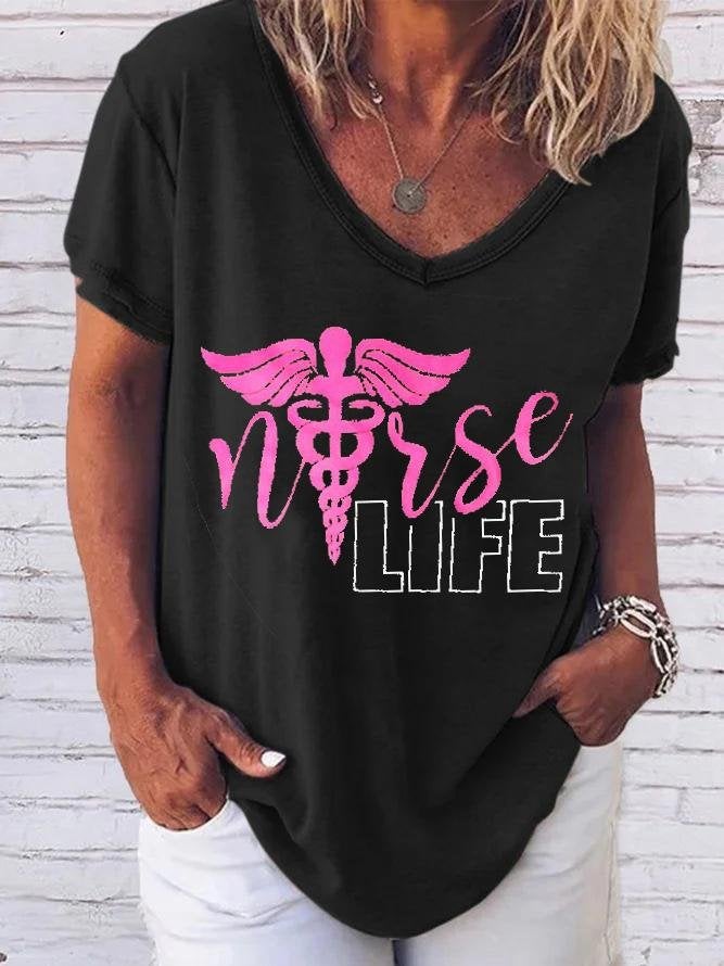 Retro V-neck Loose Short Sleeve Top - T-shirts - INS | Online Fashion Free Shipping Clothing, Dresses, Tops, Shoes - 10-20 - 19/06/2021 - color-black