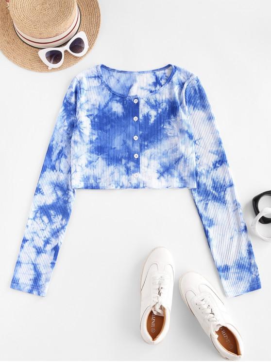 Ribbed Button Up Tie Dye Tee - INS | Online Fashion Free Shipping Clothing, Dresses, Tops, Shoes