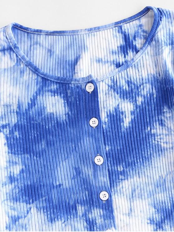 Ribbed Button Up Tie Dye Tee - INS | Online Fashion Free Shipping Clothing, Dresses, Tops, Shoes