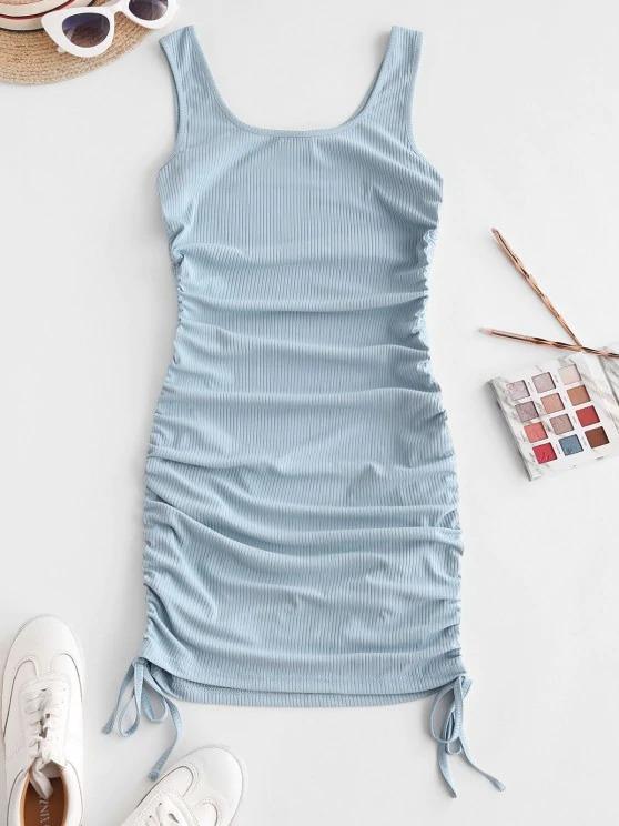 Ribbed Cinched Tank Dress - INS | Online Fashion Free Shipping Clothing, Dresses, Tops, Shoes