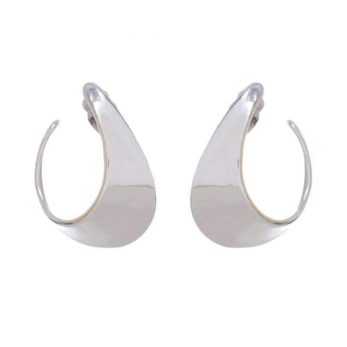 Robert Lee Morris Silver Crescent Clip Hoop Earrings