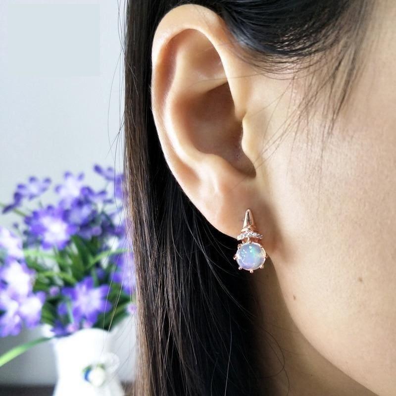 Romantic Ethiopian Opal  Gemstone Elegant Clasp Lovely Earrings