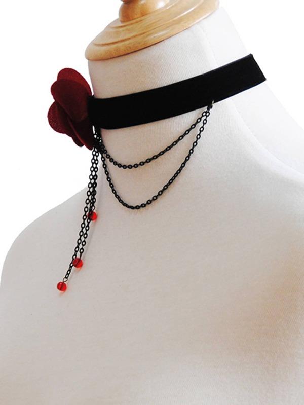 Rose & Chain Decor Choker - INS | Online Fashion Free Shipping Clothing, Dresses, Tops, Shoes