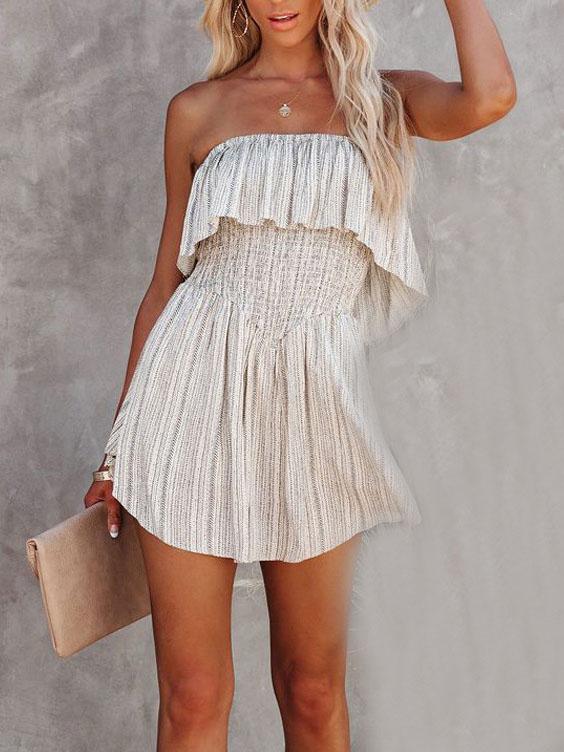 Ruffled Tube Top Solid Jumpsuit - Jumpsuit & Rompers - INS | Online Fashion Free Shipping Clothing, Dresses, Tops, Shoes - 12/07/2021 - 20-30 - Bottoms