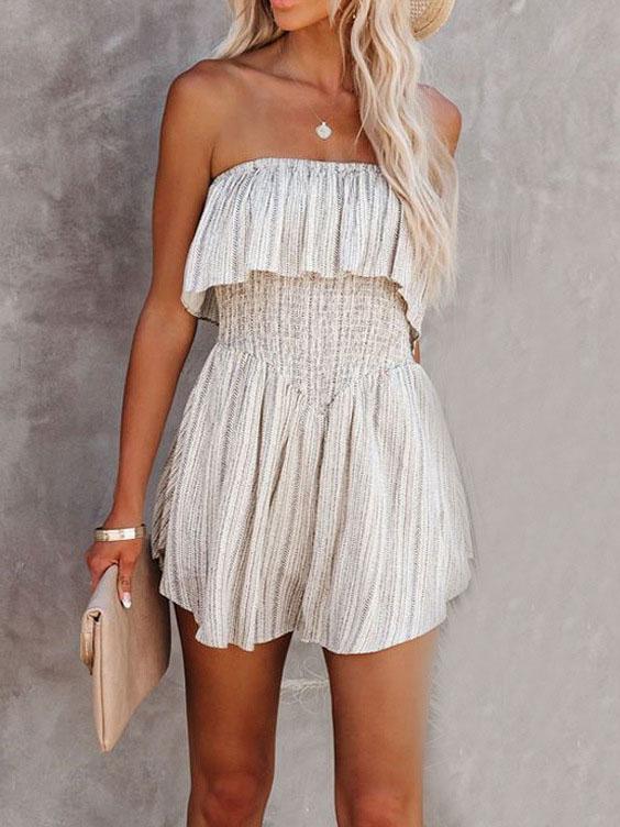 Ruffled Tube Top Solid Jumpsuit - Jumpsuit & Rompers - INS | Online Fashion Free Shipping Clothing, Dresses, Tops, Shoes - 12/07/2021 - 20-30 - Bottoms
