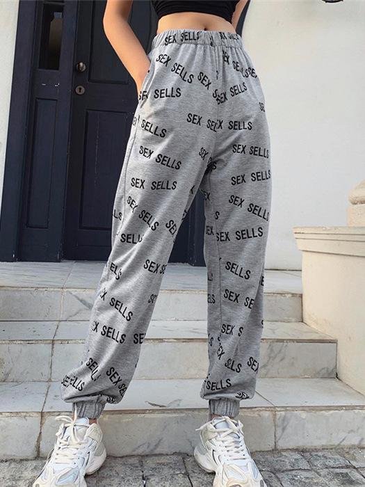 Sex Sells Graphic Marled Joggers - Pants - INS | Online Fashion Free Shipping Clothing, Dresses, Tops, Shoes - 02/03/2021 - Autumn - Bottoms