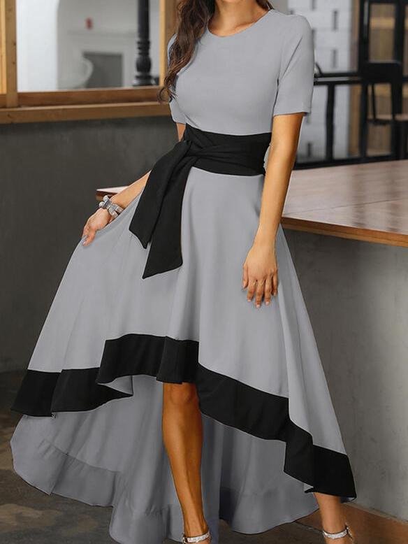 Short Sleeve A-line Asymmetric Party Elegant Dress - Midi Dresses - INS | Online Fashion Free Shipping Clothing, Dresses, Tops, Shoes - 07/06/2021 - Category_Midi Dresses - Color_Apricot